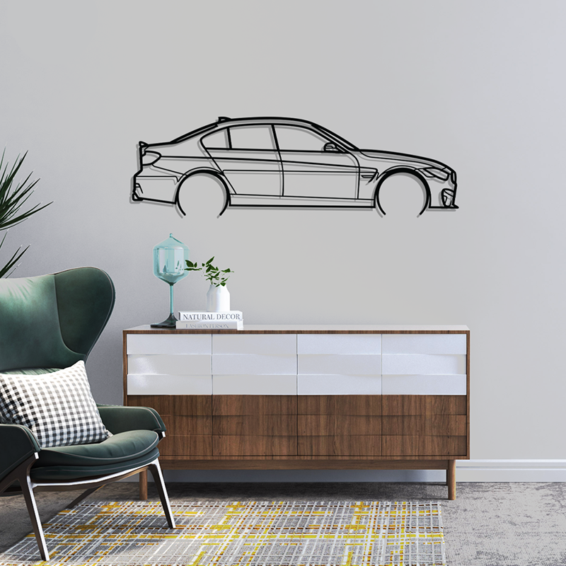 BMW M3 F80 detaillierte Wandbild Silhouette